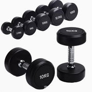 Rubber-coated Round-head Electroplated Dumbbell Set, Made of Pure Steel with Ergonomic Grip, for Personal Fitness Trainers