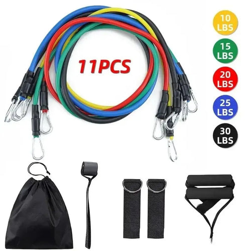 11pcs TPE Resistance Band Set with Door Anchor | Alpha Shamaq

