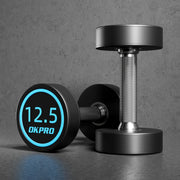 Rubber-coated Round-head Electroplated Dumbbell Set, Made of Pure Steel with Ergonomic Grip, for Personal Fitness Trainers
