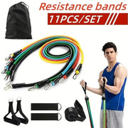 11pcs TPE Resistance Band Set Fitness Band Pull Rope Elastic Training Band With Door Anchor Handles Carry Bag Legs Ankle Straps