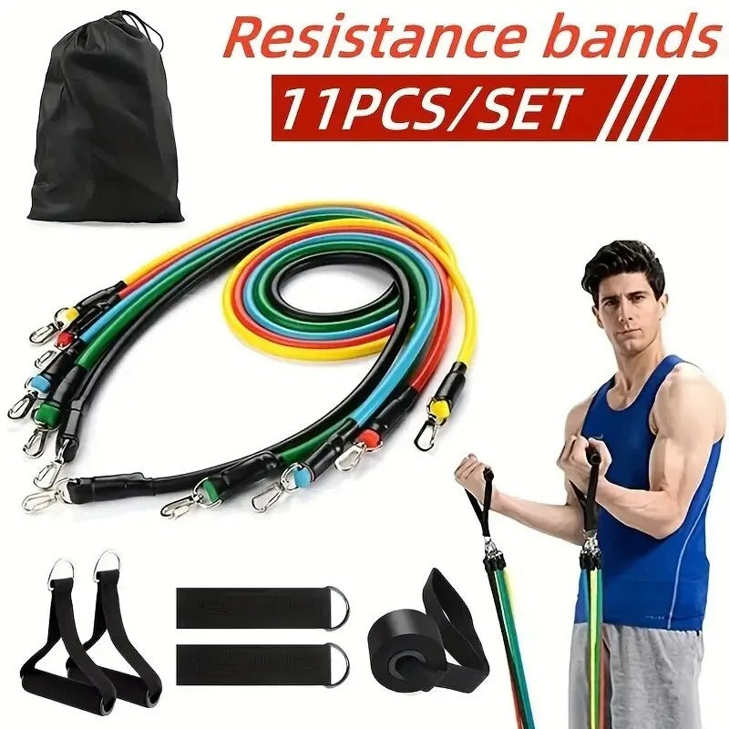 11pcs TPE Resistance Band Set with Door Anchor | Alpha Shamaq